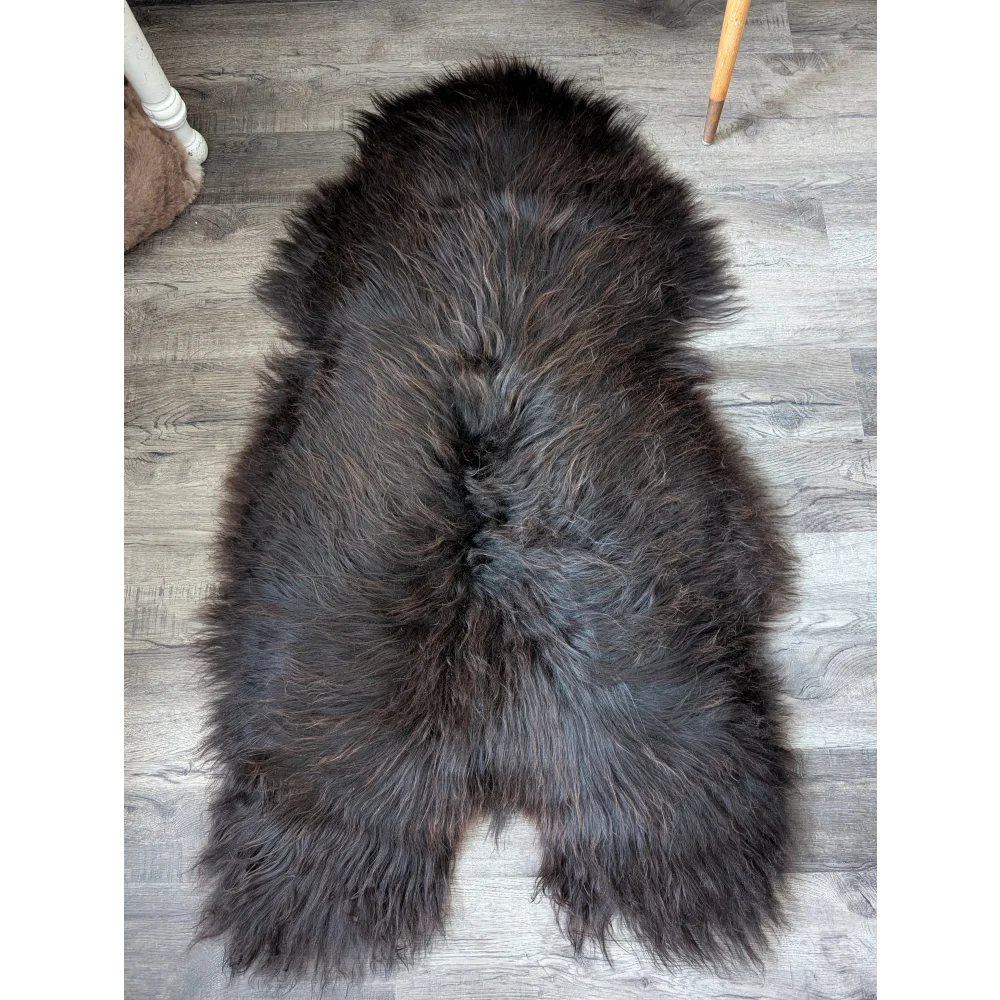 AN16❤️57" x 32" Massive Natural Dark Brown Icelandic Sheepskin