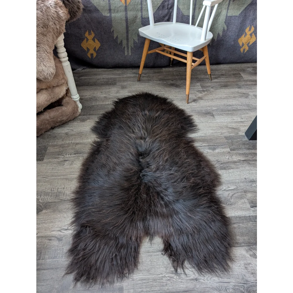 AN16❤️57" x 32" Massive Natural Dark Brown Icelandic Sheepskin
