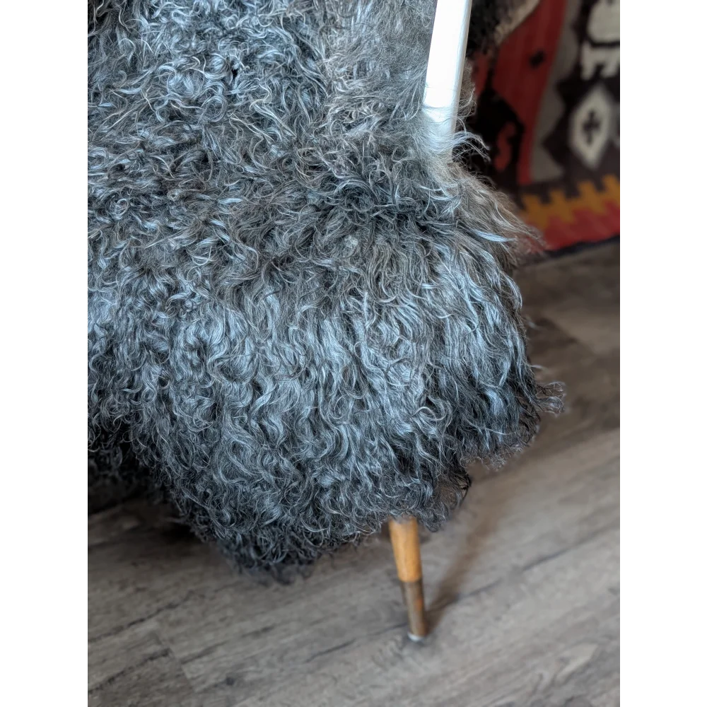 Cozy 52x35 Gotland sheepskin throw on wooden chair