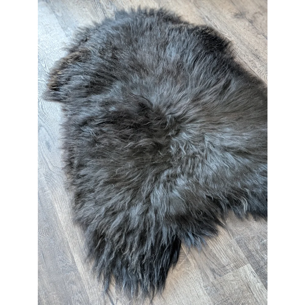 Soft Icelandic sheepskin rug AN52 49x32 inches fluffy gray texture