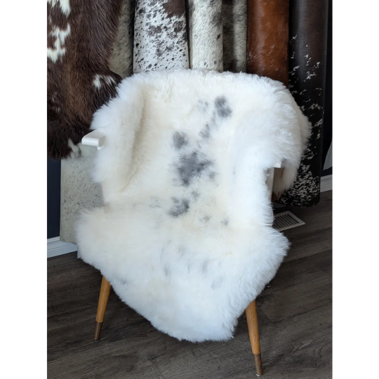 Soft Icelandic sheepskin rug 49x33 inches with fluffy white texture