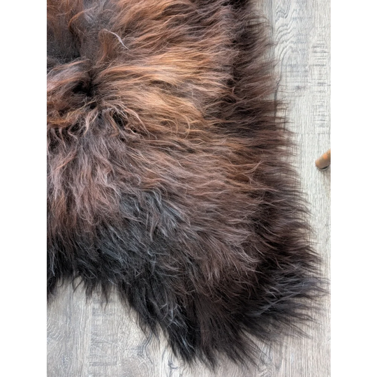 Soft Icelandic sheepskin rug AN55 49x28 inches brown tan gradient