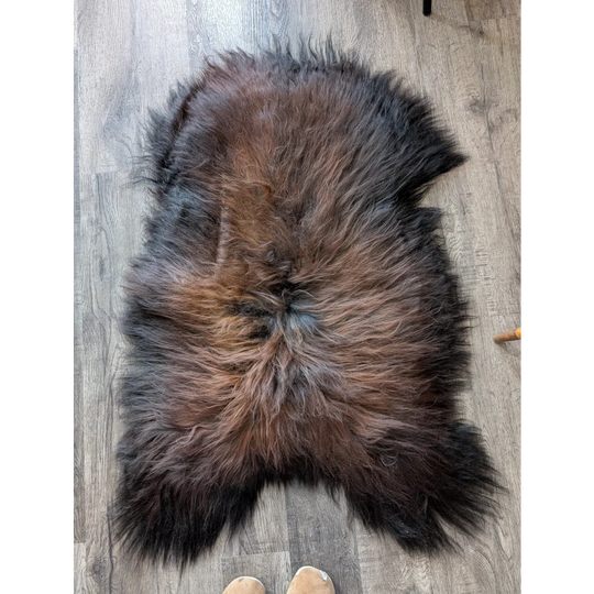 Soft Icelandic sheepskin rug AN59 49x32 inches dark brown gradient fur
