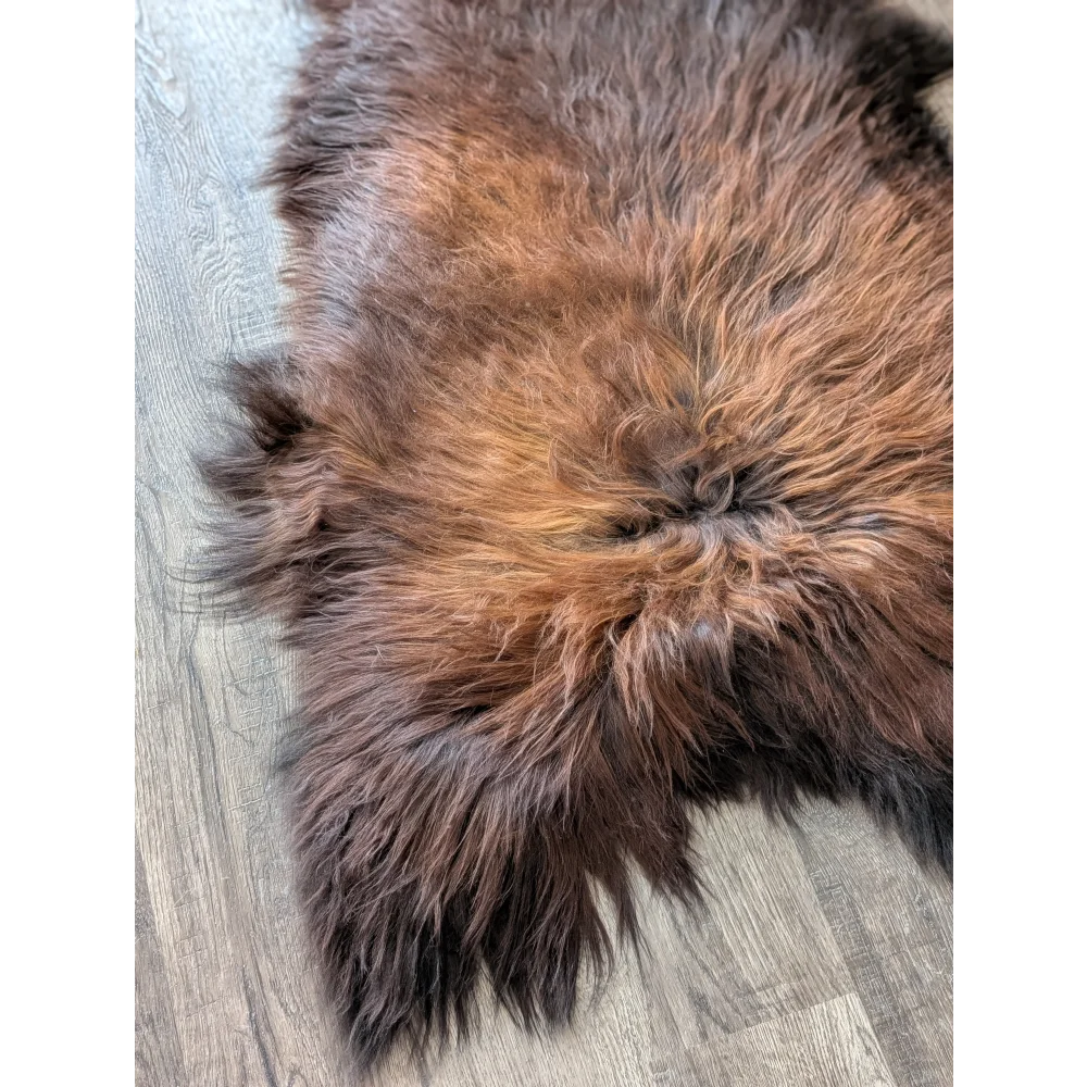 Soft Icelandic sheepskin rug AN60 49x29 inches plush brown fur