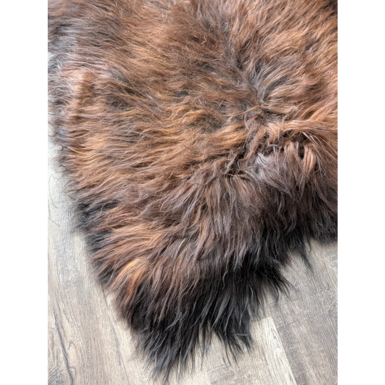 Soft Icelandic sheepskin rug AN62 51x31 inches in brown black gradient