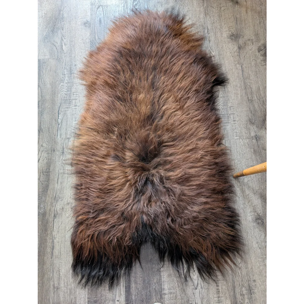 Soft Icelandic sheepskin rug AN63 51x26in plush brown gradient fur