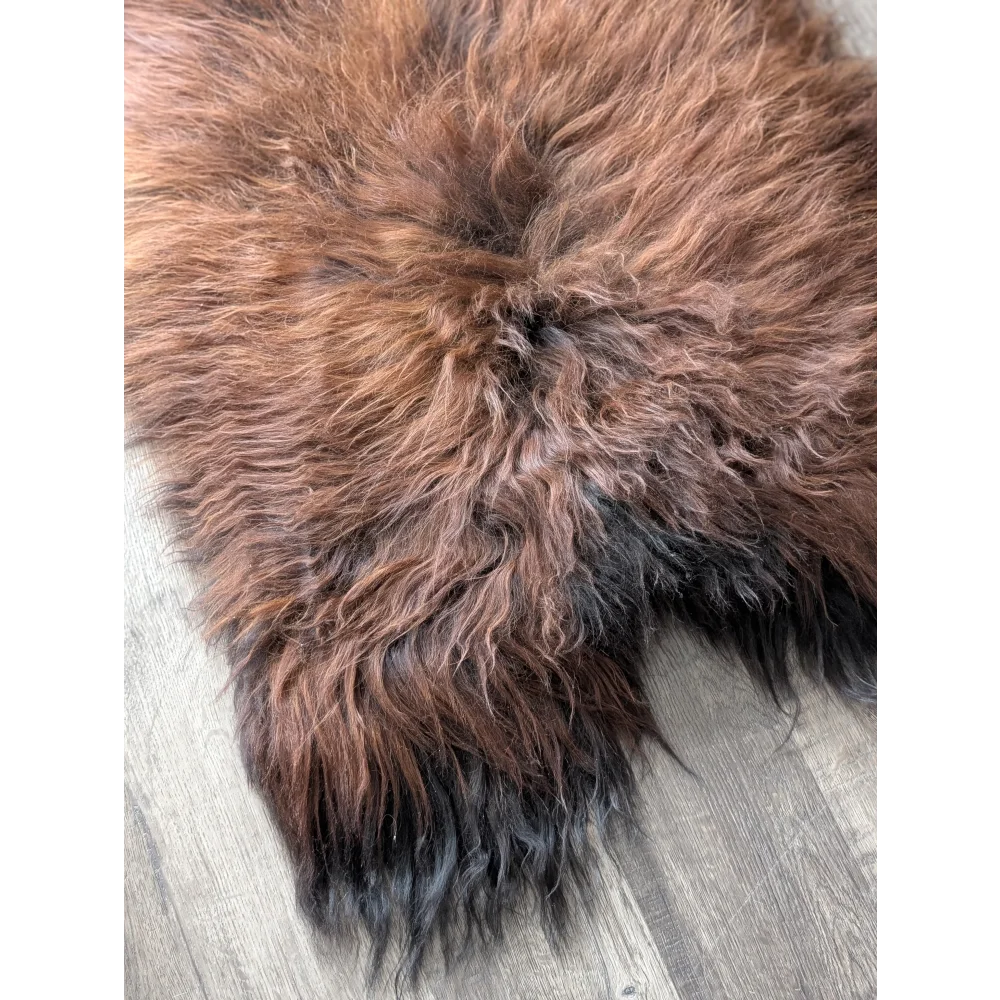 Soft Icelandic sheepskin rug AN63 51x26 plush brown fur
