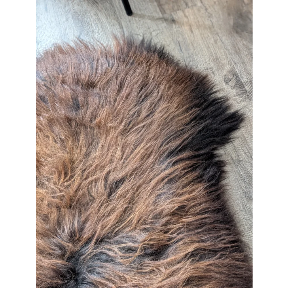 Soft Icelandic sheepskin rug AN64 52x34 inches brown gradient