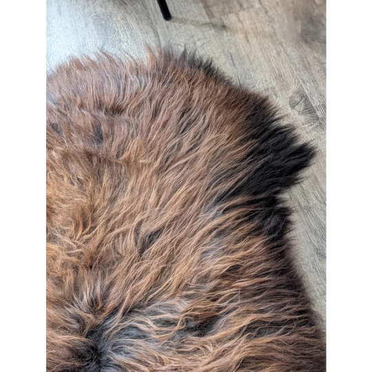 Soft Icelandic sheepskin rug AN64 52x34 inches brown gradient