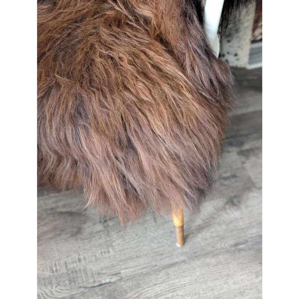 Soft Icelandic sheepskin rug 52x34 inches, plush brown faux fur chair