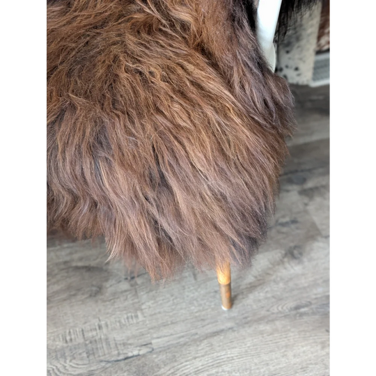 Soft Icelandic sheepskin rug 52x34 inches, plush brown faux fur chair