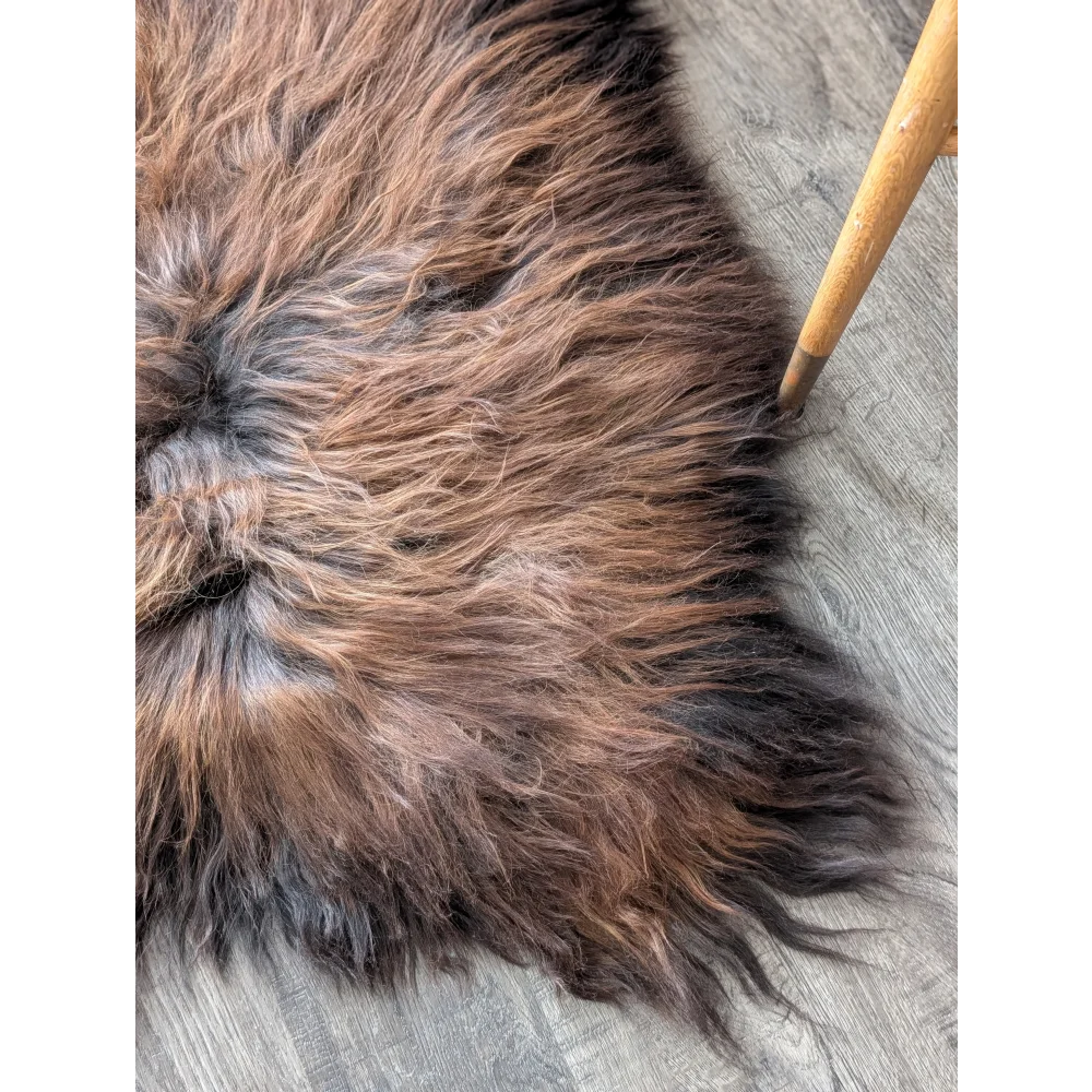Soft Icelandic sheepskin rug AN64 52x34 inches shaggy brown fur