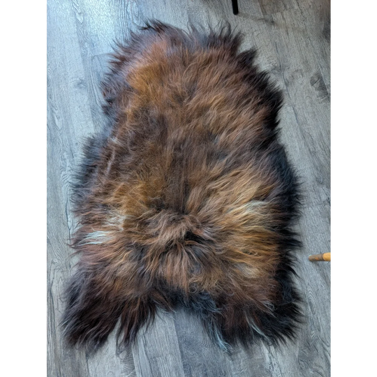 Soft Icelandic sheepskin rug AN65 49x31 inches brown fur