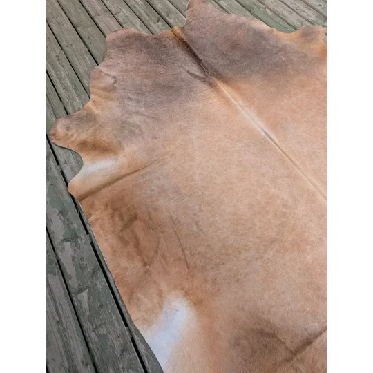 Fabulous extra large cowhide rug in tan leather with vivid colours