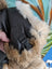 Black leather dog boot with fur lining, aviator hat made style