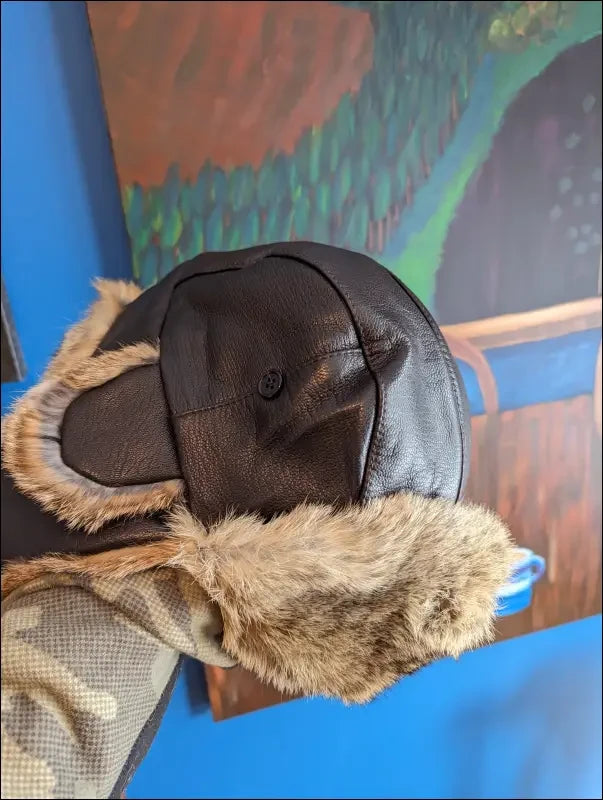 Aviator Hat Made With Rabbit Fur And Leather