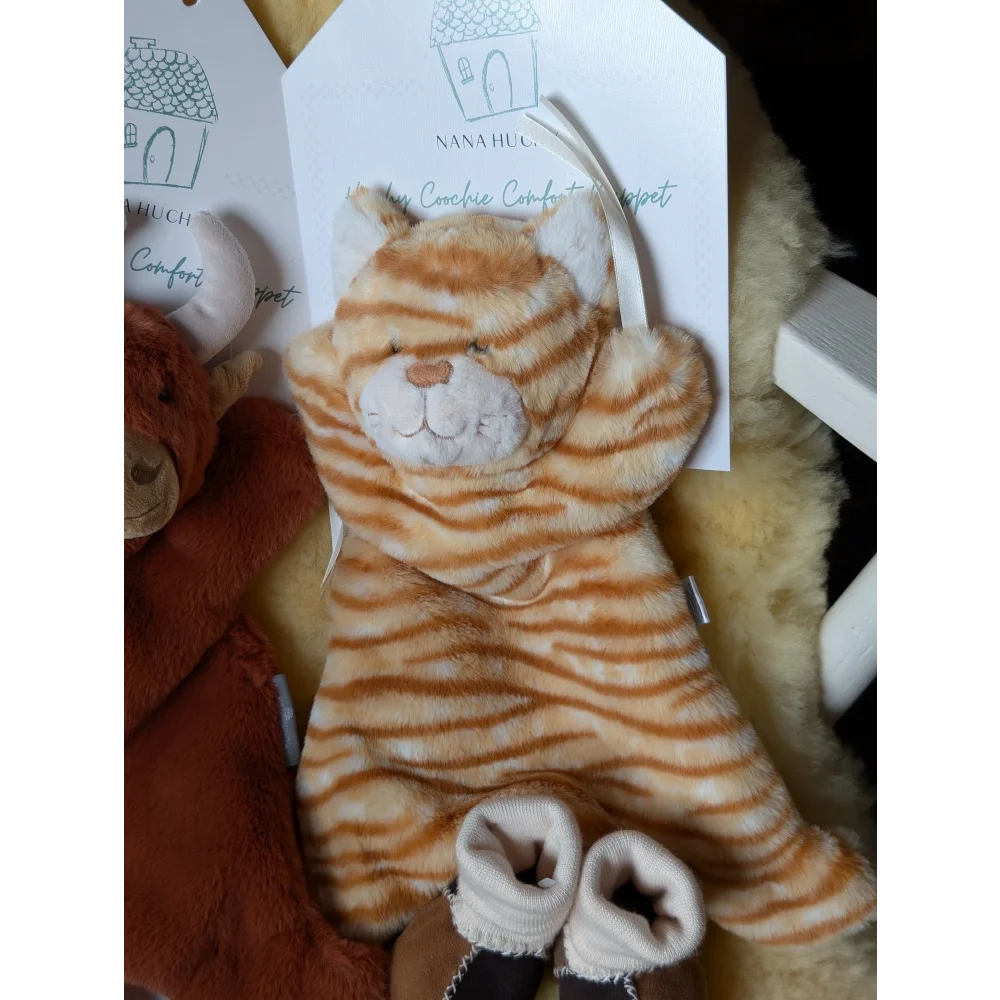 Soft orange and white striped cat plush toy from Baby Gift Set ❤️ with dense shearling wool