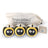 Three fuzzy yellow and black eco dryer balls shaped like bees with embroidered eyes bee trio set of 3