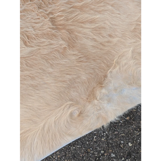 Cream-colored extra large cowhide rug with soft texture and natural fibers in Beige #314