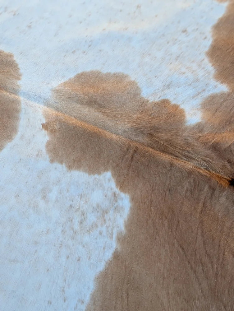 Beigewhite 117 large cowhide rug 94 x 78 with brown and white natural fur texture adds rustic charm to any space