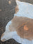 Beigewhite 117 large cowhide rug with white and tan patchwork and soft fur texture perfect for rustic charm rooms