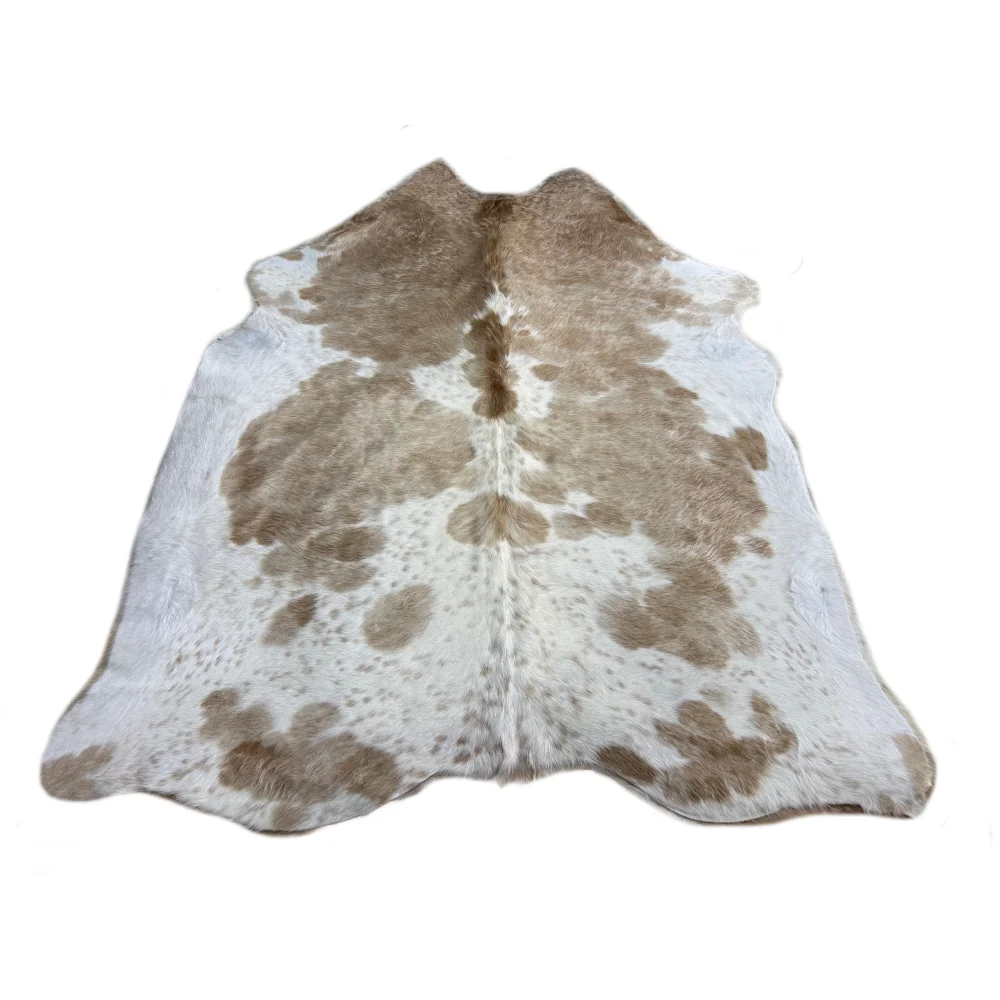 Large extra large cowhide rug with beige white markings