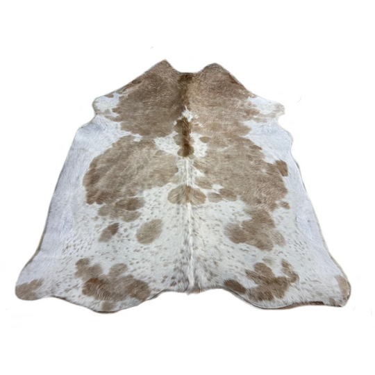 Large extra large cowhide rug with beige white markings