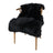 Black merino sheepskin armchair with dyed merino sheepskins cover and light wood frame meeting european standards