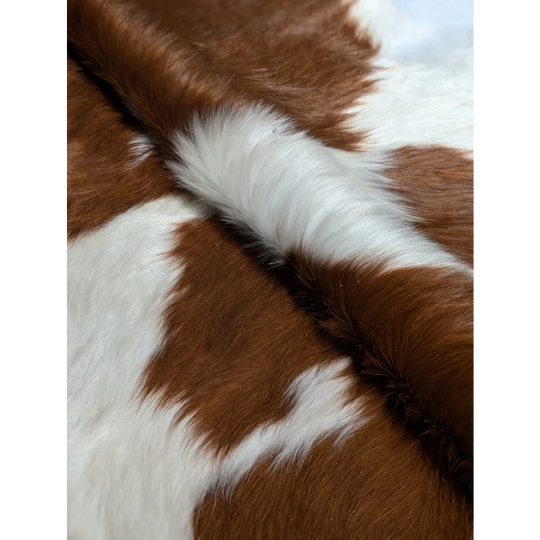 Extra large cowhide rug with brown white patches soft texture BRNWHT#108 94x90