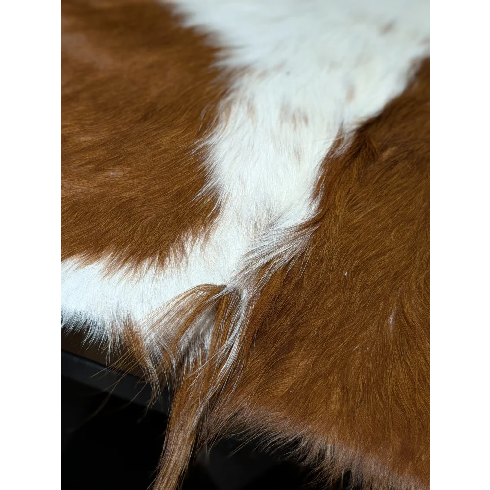 Extra large cowhide rug in brown and white, natural texture, 94x90 inches