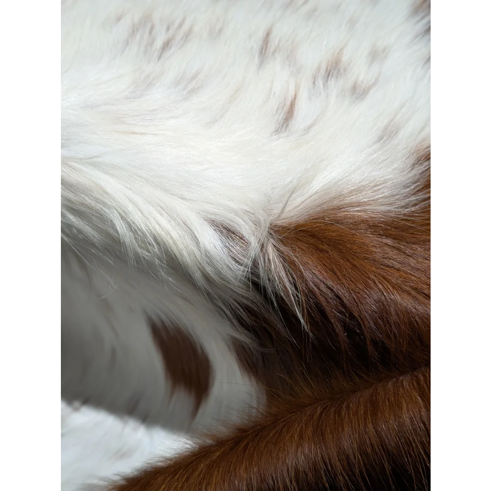 Brown and white speckled extra large cowhide horse blanket, 94x90 inches