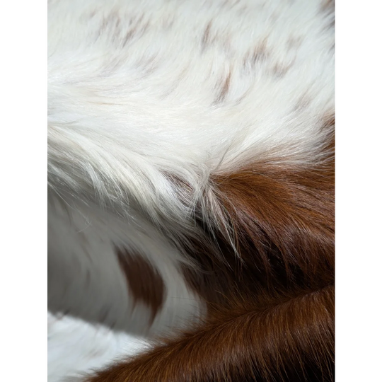 Brown and white speckled extra large cowhide horse blanket, 94x90 inches