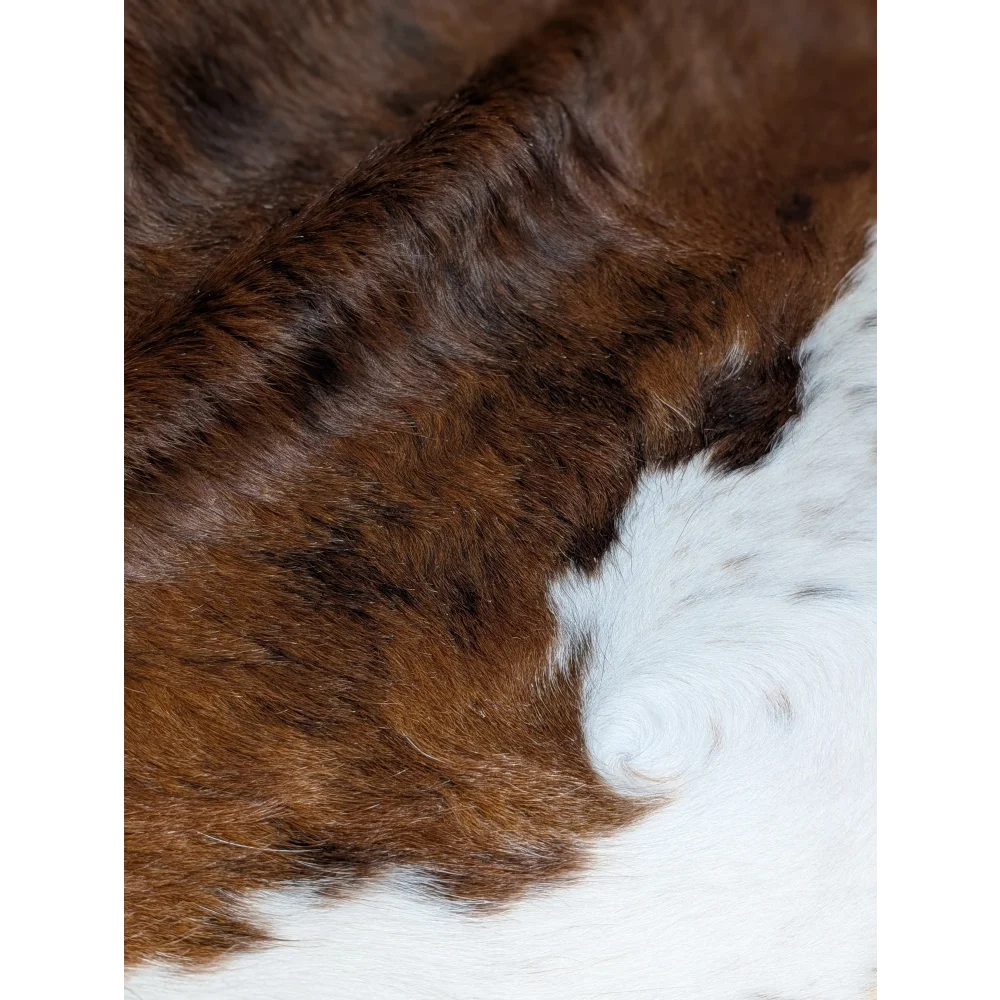 Extra large cowhide rug in brown and white, 90.5x79in, soft underfoot aura