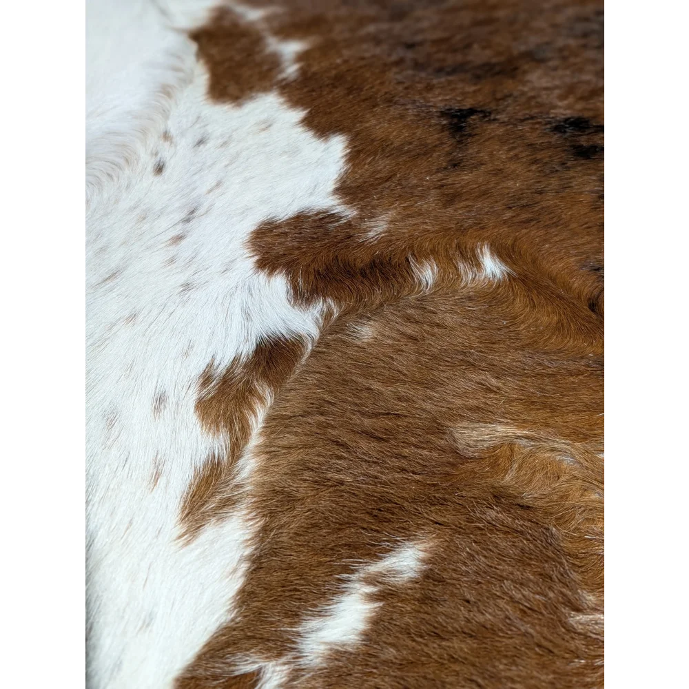 Gorgeous extra large cowhide rug in brown white patches 90.5x79in