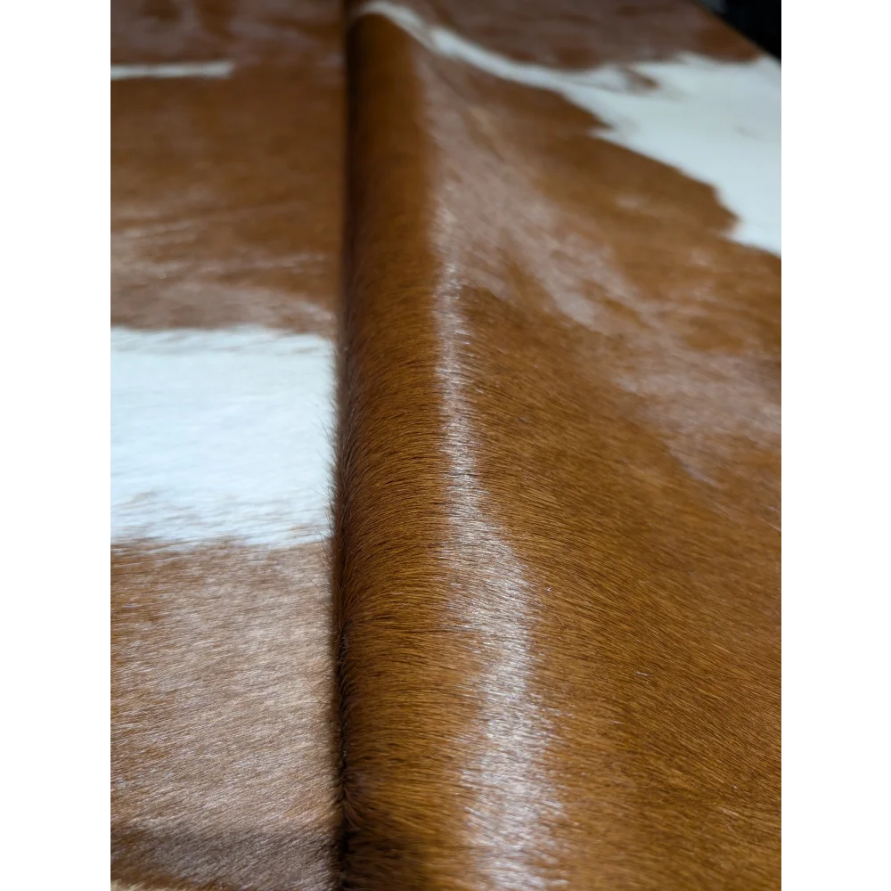 Large BRNWHT141 extra large cowhide rug with glossy brown-white finish