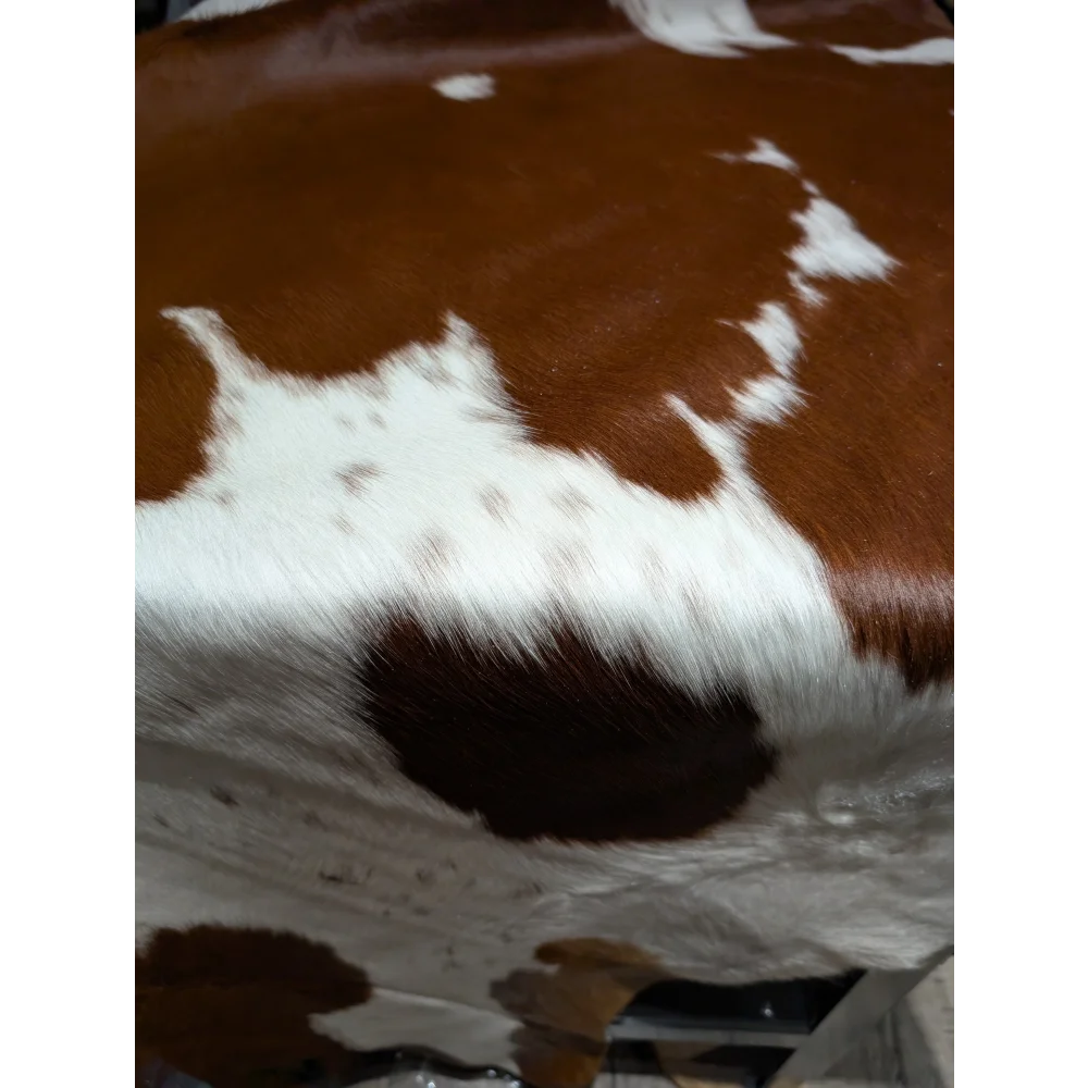 Large BRNWHT147 cowhide rug, 81x82.5in extra large with brown white spots