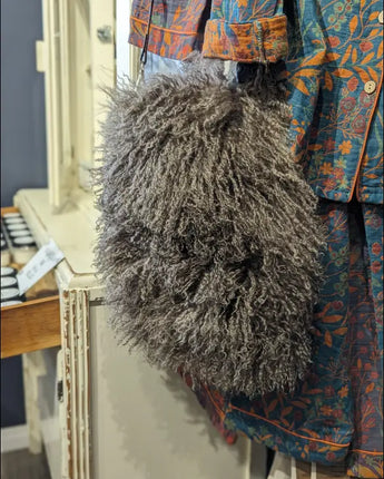 Brown Mongolian sheepskin cross body purse 😃
