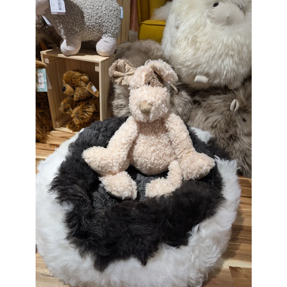 Adorably cuddly 48cm tall Angus Oliver cream plush pup with floppy ears