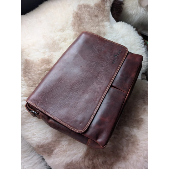 Leather Shoulder Laptop Bag Gent - GW117