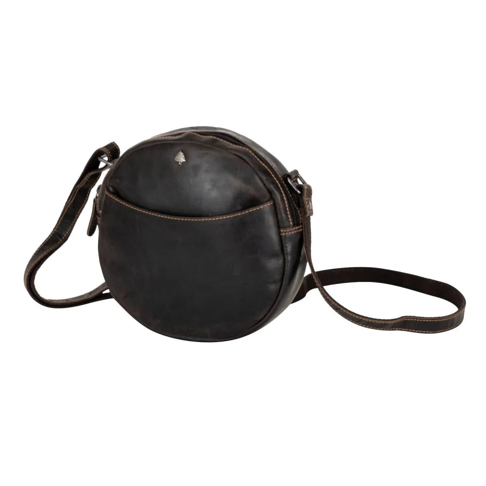 Sandy leather shoulder bag back with zipper compartment