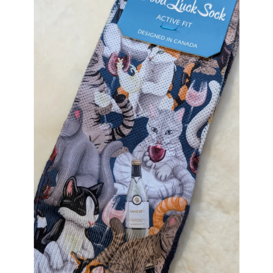 Cats with wine socks by Good Luck Socks, Canada design