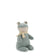 A soft sage green plush frog toy with cream belly and yellow striped scarf from clearance forest frog collection