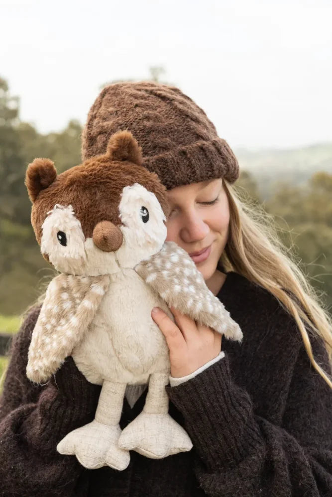 Clearance oscar the owl plush toy with soft brown and cream fur and embroidered eyes for cozy cuddling