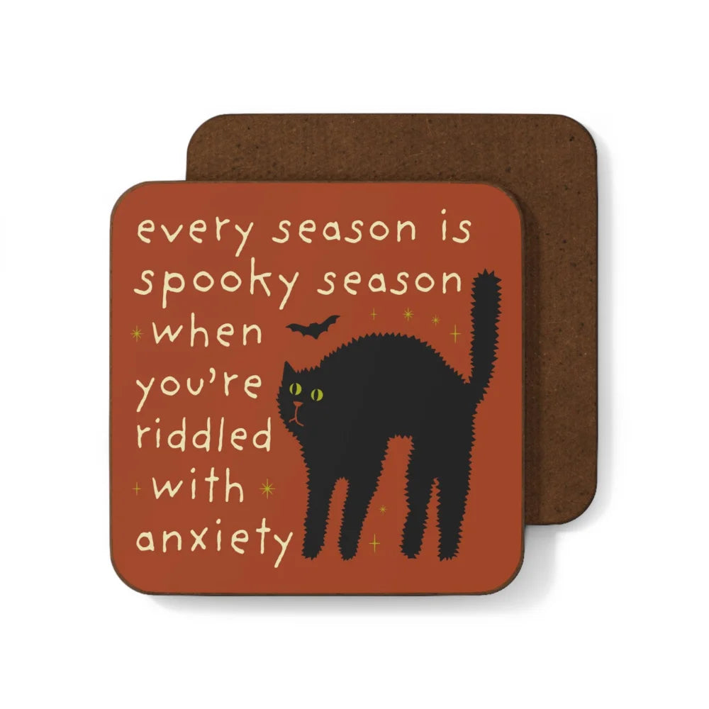 Spooky season black cat coaster with orange background
