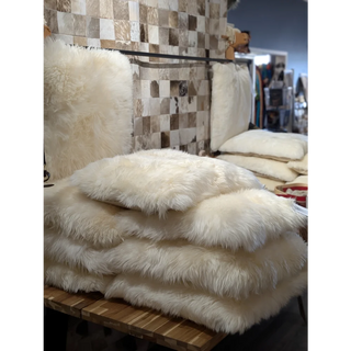 Huge Sheepskin Cushion Cover With Cotton Canvas Back