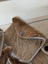 Brown faux fur clutch with silver snap closure and gray trim perfect for angus oliver cowhide card holders canada