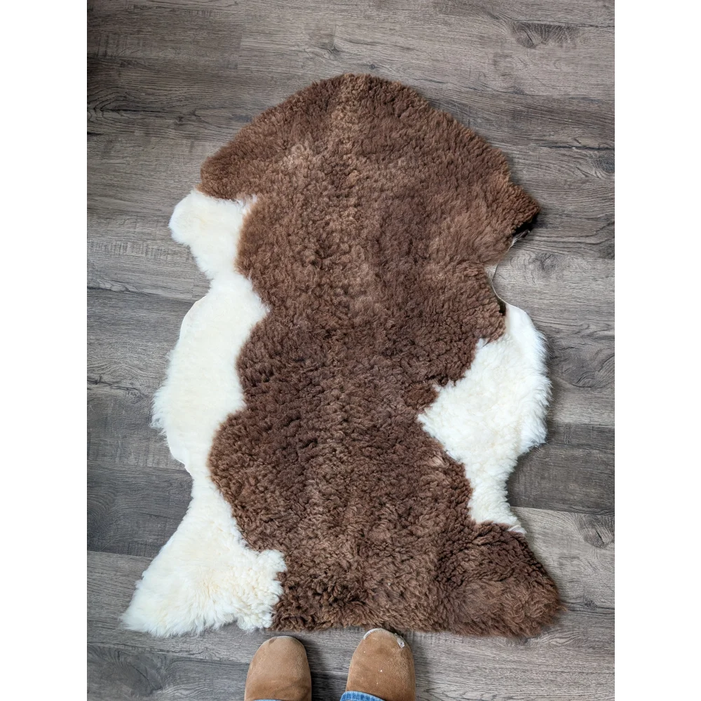 40x26 fluffy cloud sheepskin rug oeko tex brown white fluffy texture