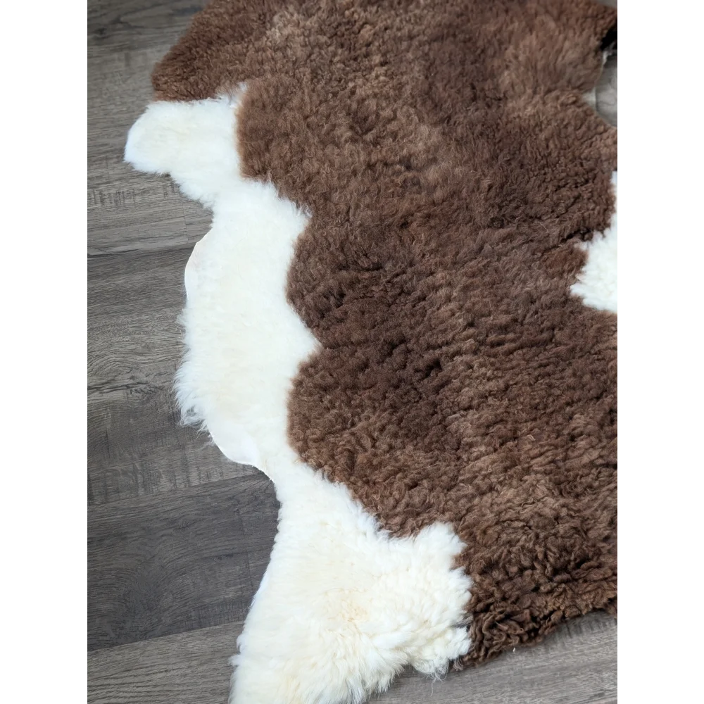 40x26 fluffy cloud like Oeko-Tex sheepskin rug, brown white curly