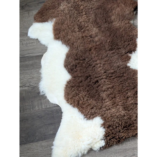40x26 fluffy cloud like Oeko-Tex sheepskin rug, brown white curly