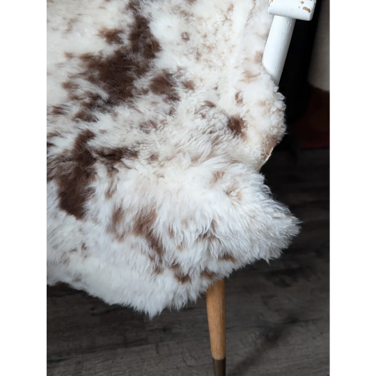 41x25 fluffy cloud sheepskin rug oeko tex soft white brown spots